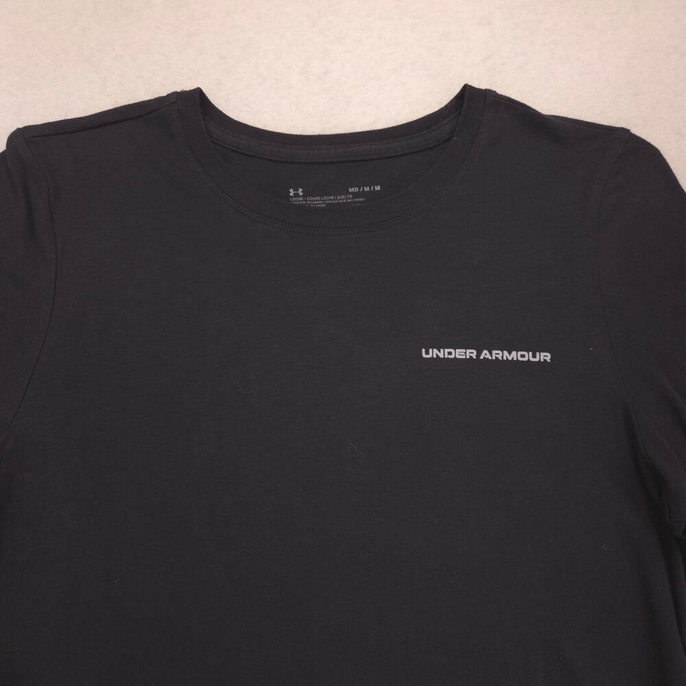 Under Armour Casual Crew Neck Long Sleeve Graphic T Shirt Mens Size M Black